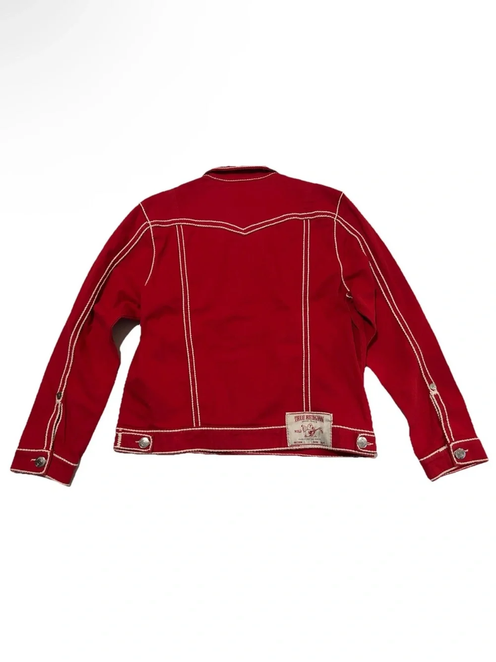 True religion 2xl red Contrast-Stitch Denim Jacket